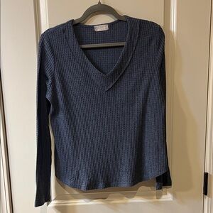 Altar'd State Navy light Blue Waffle Knit Top  ADORABLE